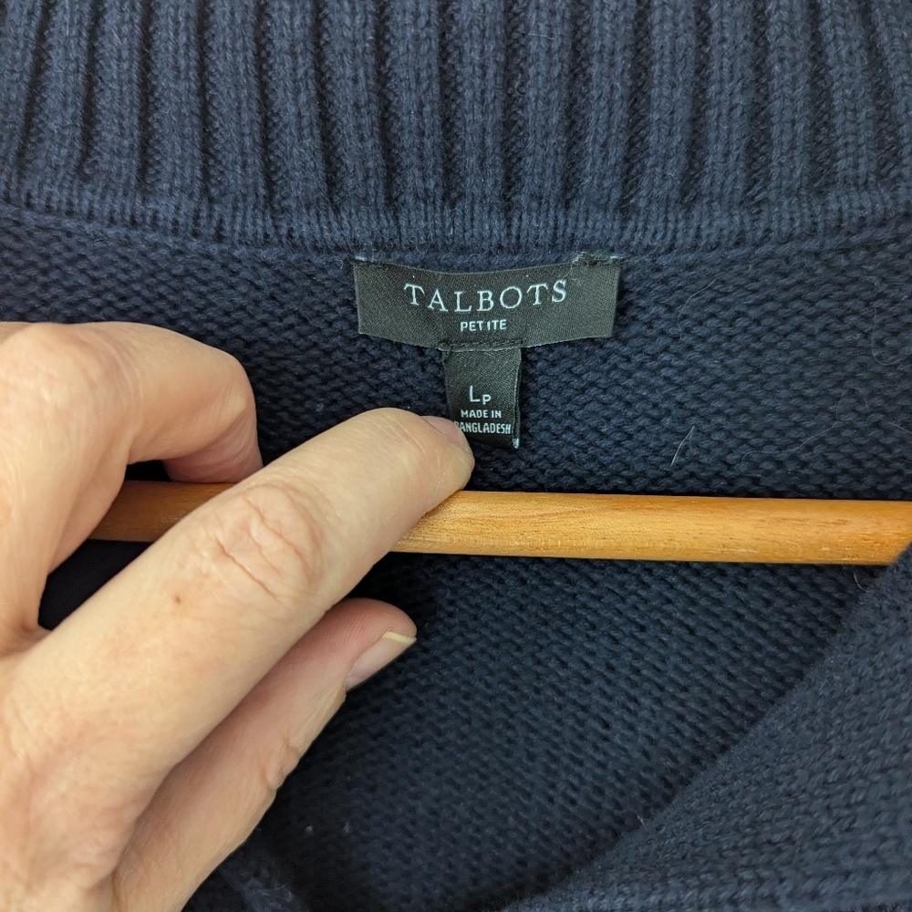 Talbot's Cotton Navy Sweater Size Large (Petite) - Picture 4 of 4